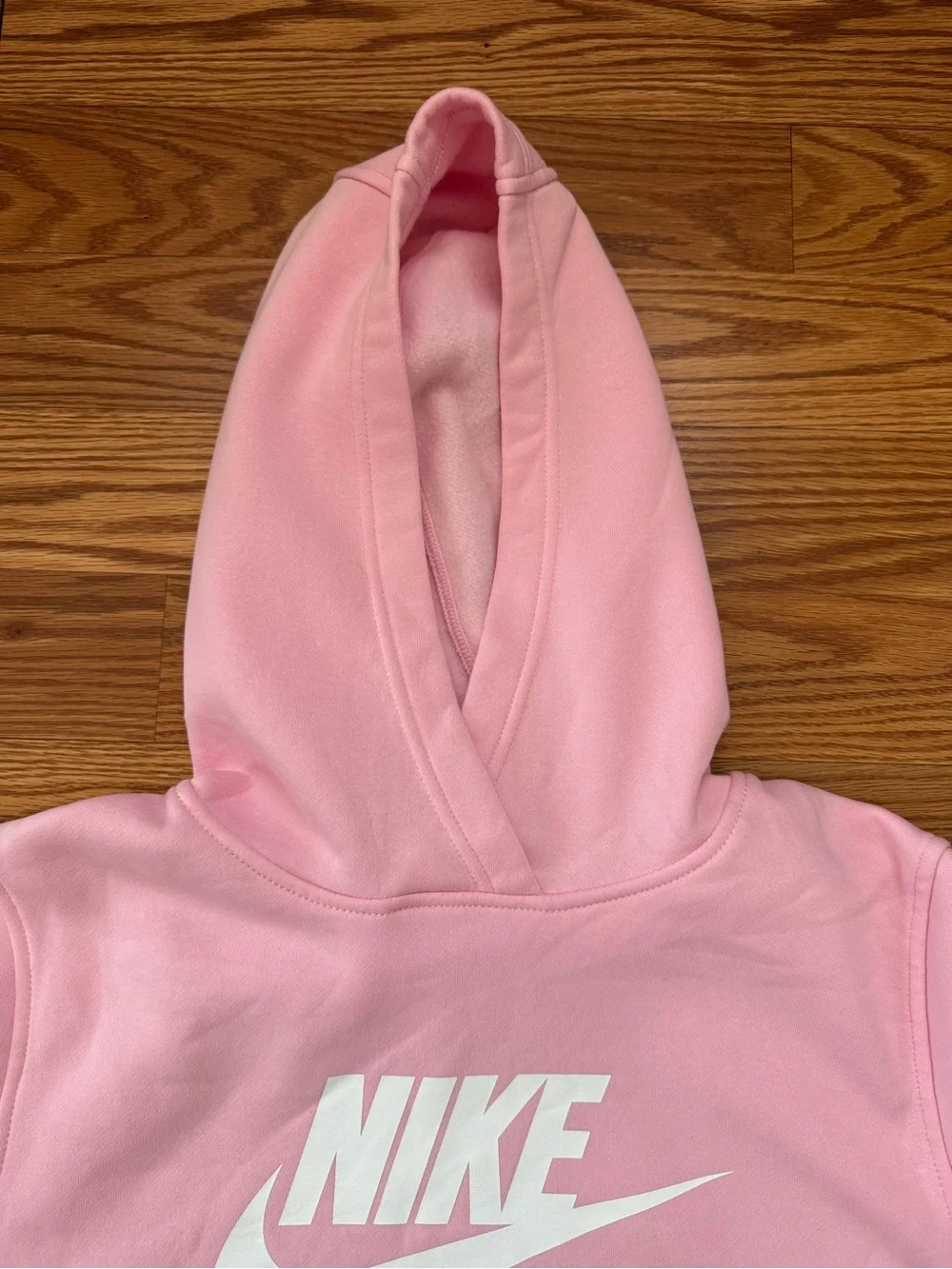 Girls Nike Light Pink Hoodie with White Logo Size XL